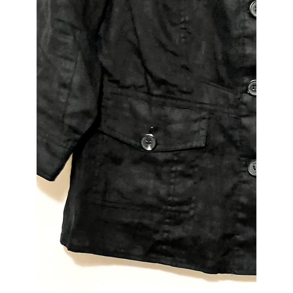 Two by Vince Camuto Black Linen 3/4 sleeve button down Jacket top size medium - Picture 2 of 7
